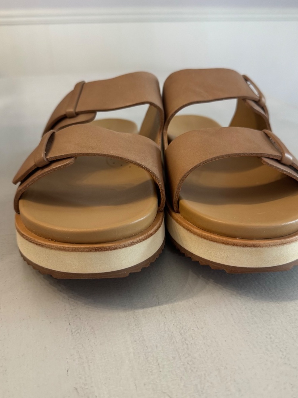 Nisolo Ella Go-To Flatform Slide Women's Almond Leather Sandals Sz 9 NIB - Picture 7 of 14